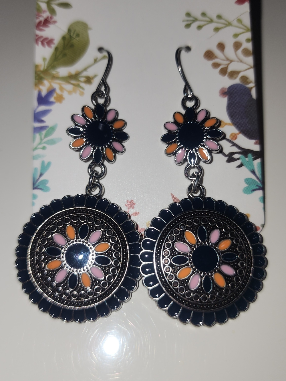 Festive Multicolored Floral Earrings Boho Style.